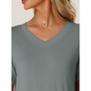 cheibear Women's Casual V-neck Short Sleeve T-shirt Dress Nightshirt Basic Midi Shirtdress - 4 of 4