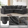 Okak Modern L-Shaped Sectional Sofa Couch with 2 Pillows 5 Seat Chenille Modular Sofa Freely Combinable for Living Room,Apartment,Office, Black Gray - 2 of 4