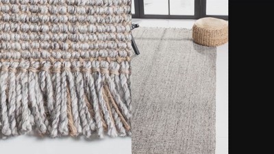 Hand-Woven Green and Natural Jute Area Rug, 5' x 8'