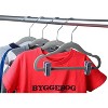 Finnhomy Non-Slip Clothes Hangers for Baby and Kids 30-Pack Velvet Hangers with 10 Finger Clips, Gray - 3 of 4