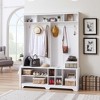 LOVMOR Hall Tree Entryway Bench with Coat Rack w/ Shoe Cubbies for bedroom - 3 of 4