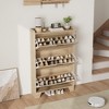 Shoe Storage Cabinet With 3 Flip Drawers, Freestanding Hidden Shoe Organizer, Wooden Slim Narrow Shoe Rack Cabinet For Hallway Living Room - 3 of 4