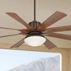 60" Possini Euro Design Industrial Outdoor Ceiling Fan with LED Light Remote Control Bronze Koa Opal Glass Damp Rated Patio Gazebo - 2 of 4