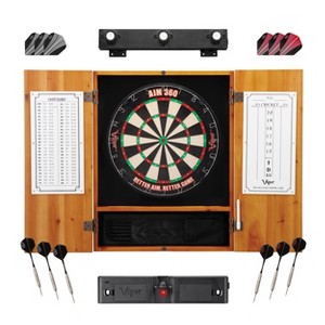 Viper AIM 360 Dartboard, Metropolitan Cabinet, Laser Throw Line, Dartboard Lights, and Darts with Spare Flights - 1 of 4