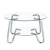 Dolonm Retro Minimalist Metal Frame Glass Coffee Table, 31.5" L x 31.5" W x 17.7" H - 2 of 4