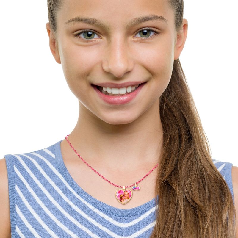 JoJo Siwa Girls Heart Pendant Fashion Bow Necklace with Pink Chain, BowBow and JoJo Heart Pendant Charm Gifts, 2 of 6