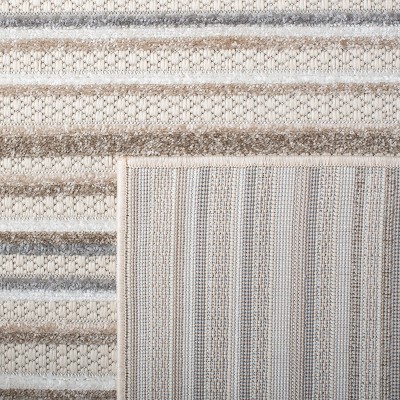 Ivory and Grey Geometric Reversible Synthetic Area Rug - 4'5" x 6'5"