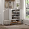 TiramisuBest Double Door Shoe Cabinet, Adjustable Compartments & Moisture-Proof Design, Space-Saving Entryway Organizer, White - 2 of 4