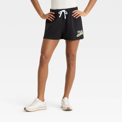 Women's Streetwear Graphic Shorts - Black