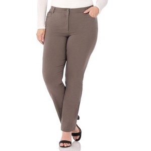 Rekucci Curvy Woman  Straight Leg Pants with Stretch Waist and Pockets - 1 of 3