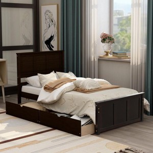 Streamdale Platform Storage Bed, 2 drawers with wheels, Twin Size Frame, Espresso - 1 of 4