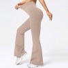 BABYYER Women Ribbed Flare Leggings, High Waist Stretchy Yoga Pants, Lightweight Workout Fitness Trousers - 3 of 4