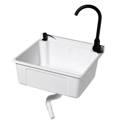 winado Plastic Wall-Mounted Utility Sink With Wall Bracket in White