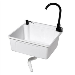 winado Plastic Wall-Mounted Utility Sink With Wall Bracket in White - 1 of 4