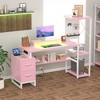 Besiost Computer Desk with Power Outlets and Fabric Drawers - 2 of 4