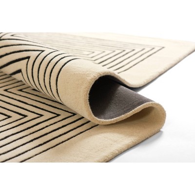 White Geometric Hand-Tufted Wool 9' x 12' Rug