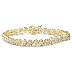 Haus of Brilliance 14K Yellow Gold Plated Silver 1/2 Cttw Diamond S-Curve Tennis Bracelet - 1 of 4