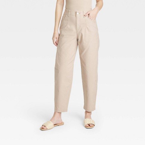 Women's Tapered Ankle Barrel Chino Pants - A New Day™ Beige 6 : Target
