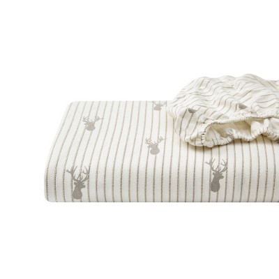 Gray Deer Lodge Queen Cotton Flannel Sheet Set