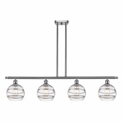 Rochester - 4 Light Stem Hung Island In Industrial Style-10.38 Inches Tall and 48 Inches Wide