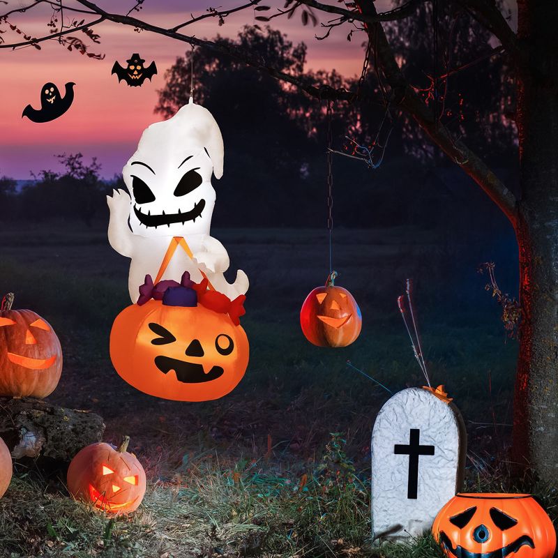 Presence 5FT Halloween Inflatable Decor - Ghost Holding Trick Or Treat Bag, 5 of 9