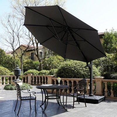 11 FT Cantilever Patio Umbrella, Round Outdoor Offset Umbrella with 360° Rotation