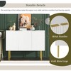 White Wood Rectangular Minimalist Sideboard Buffet Cabinet Accent Cabinet with 3 Doors Shelves Buffet Cabinet for Entryway Kitchen - 3 of 4