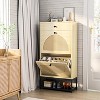 Hooseng Freestanding Faux Wooden Shoe Rack, Entryway Organizer with 2 Natural Rattan Flip Cabinet Drawers for Hallway, Living Room, Bedroom - 3 of 4