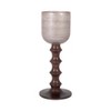 Pillar Holder with Glass Top and Turned Mango Wood and Metal Base in Modern Sculptural Design - 2 of 4