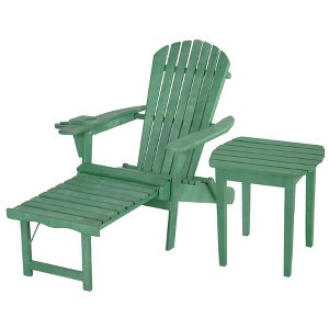 Jiallo Oceanic Collection Adirondack Chaise Lounge Chair Foldable, cup and glass holder, built in ottoman, Set of 1 Lounge chair and 1 end table - 1 of 4