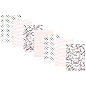 Hudson Baby Infant Girl Cotton Flannel Burp Cloths, Pink Bows 7 Pack, One Size - 1 of 4