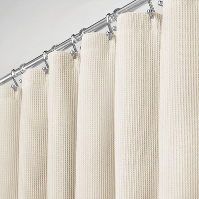mDesign Cotton Waffle Weave Fabric Shower Curtain
