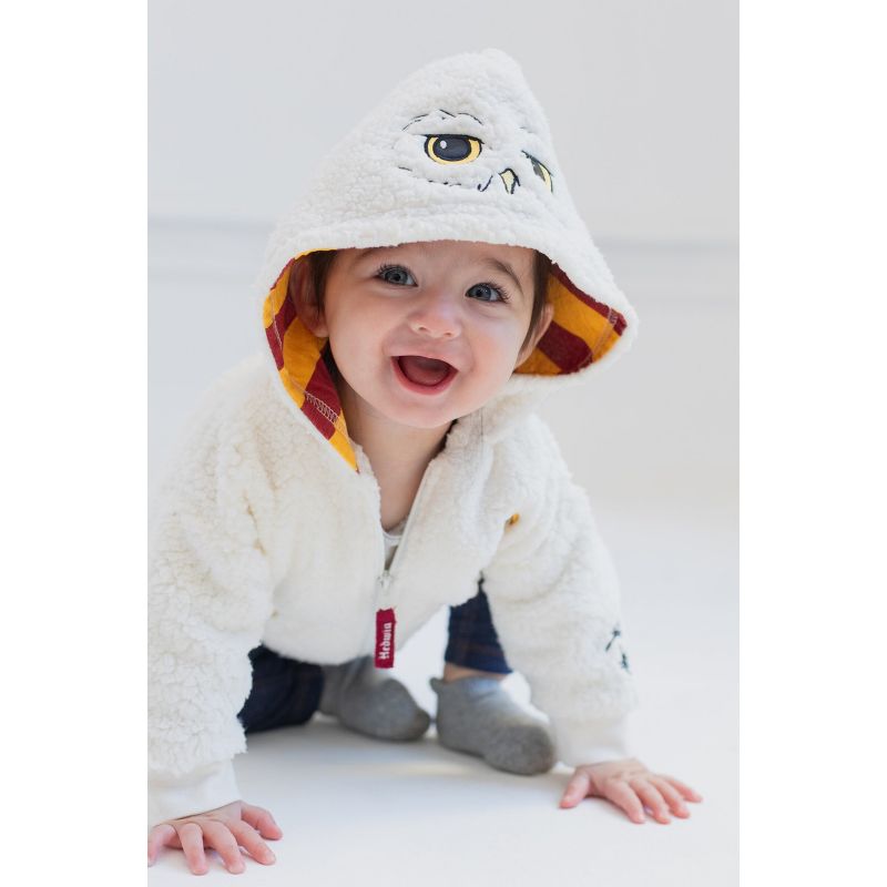 Harry Potter Hedwig Owl Fleece Zip Up Costume Hoodie Newborn to Toddler, 3 of 8