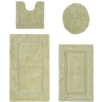 Lux Premium 100% Cotton Tufted Solid Reversible 4 Piece Bath Rug Set – Ultra-Soft, Water-Absorbent, Durable, Machine Washable Bathroom Rug