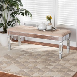 Hedia Fabric Upholstered and Wood Accent Bench - Baxton Studio - 1 of 4