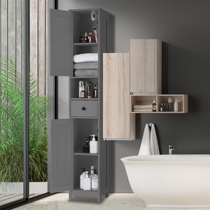 Over Toilet Storage Cabinet, Tall Bathroom Cabinet with Drawer & Open Shelf, 66.9 Inch Narrow Storage Cabinet for Bathroom, Adjustable Shelves - 1 of 4