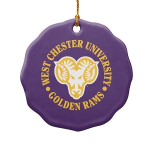 West Chester University Primary Logo Porcelain Scalloped Holiday Christmas Tree Ornament - 1 of 4