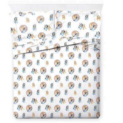 Bluey and Bingo White Organic Cotton Twin Sheet Set
