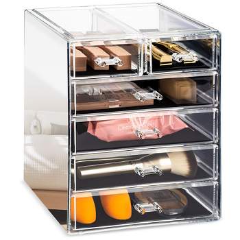Sorbus Acrylic Makeup Organizer and Storage Case for Makeup & Jewelry - Mirrored (4 Large, 2 Small Drawers)