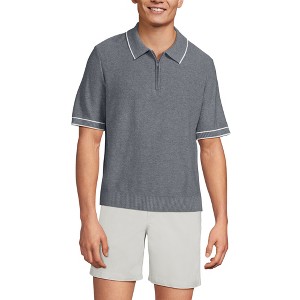 Lands' End Men's Short Sleeve Cooling Zip Sweater Polo - 1 of 3