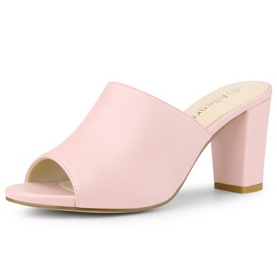 Allegra K Women's Slip-on Block Heel Slide Sandals