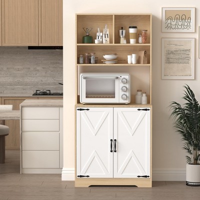 Modern Kitchen Pantry Cabinet with 2 Doors, 3 Shelves, Freestanding Larder Cupboard for Kitchen, Dining Room