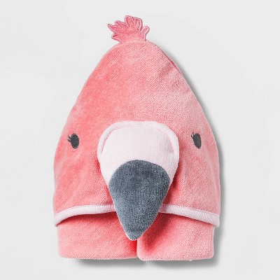 Baby Girls&#39; Flamingo Hooded Bath Towel - Cloud Island&#8482; Coral_0