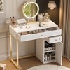 Gulches White-Gold Vanity Desk with Lighted Mirror and Storage - 2 of 4
