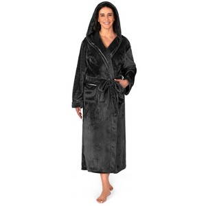 PAVILIA Fleece Robe For Women, Plush Warm Bathrobe, Fluffy Soft Spa Long Lightweight Fuzzy Cozy, Satin Trim - 1 of 4
