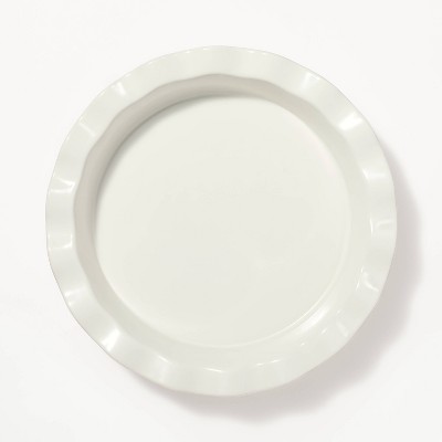 9 Round Stoneware Ruffle Pie Dish Cream - Figmint™