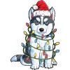Junior's Design By Humans Siberian Husky Santa Christmas Tree Lights Xmas Gifts Boys T-Shi By NekoShop T-Shirt - 2 of 3