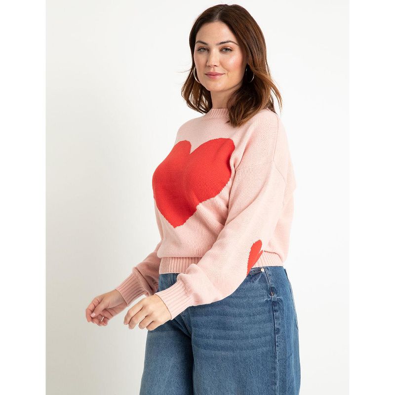 ELOQUII Women's Plus Size Heart Sweater, 1 of 2