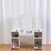 Tangkula Children's Dressing Table Kid Size Vanity Mirror Unit w/ Tri-folding Mirror & Removable Top White - 2 of 4