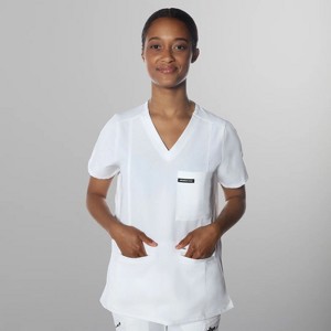 Members Only Palermo V-Neck Scrub Top for Women With Zipper Pocket - 1 of 4